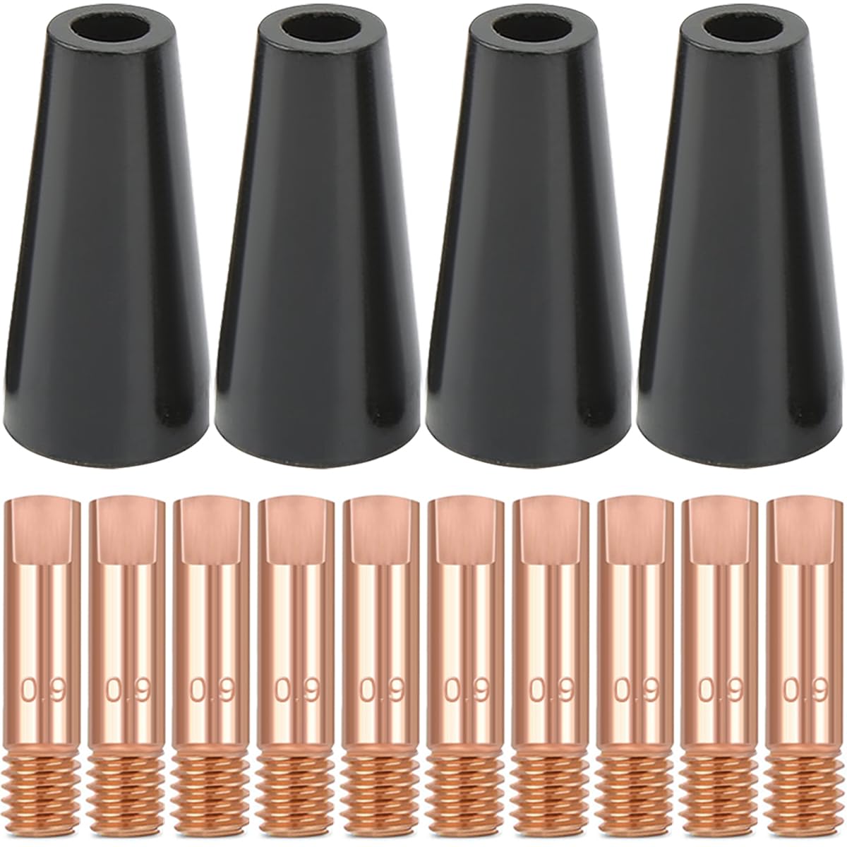 14AK 15AK Flux Core Kit ugelli senza gas, punta di contatto per saldatura MIG 0,9 mm 0,035 '' M6, per torce di saldatura per accessori per saldatori MIG MAG 15AK 14AK MB15 (14 pezzi)