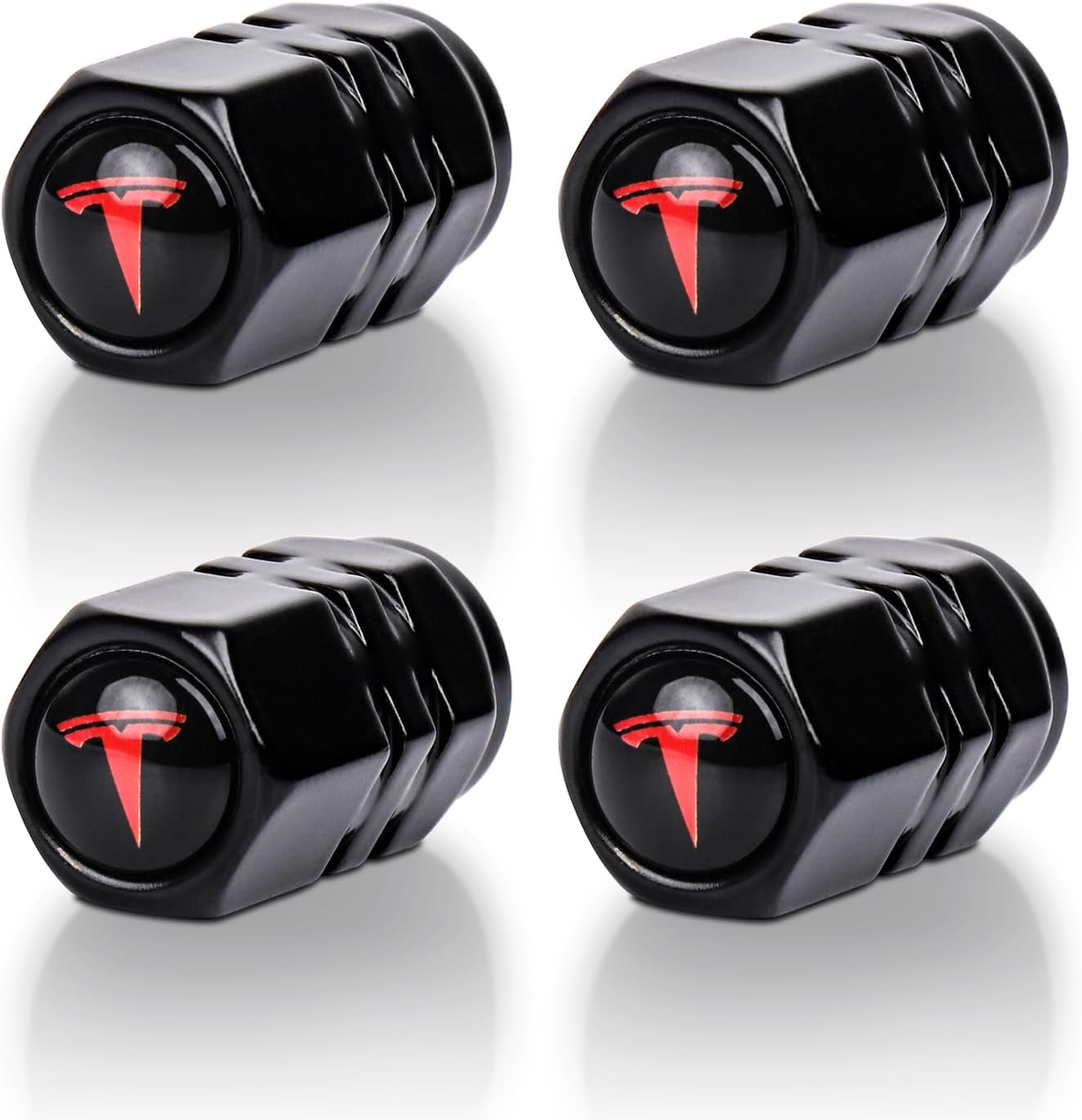 4 Pcs Set, Tire Valve Stem Cover, Premium Corrosion, Resistant Aluminium Alloy Cap (TE-Red-Black)
