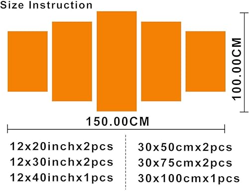 Miniatura 5 de Lienzo decorativo de pared de 5 piezas para sala de estar, vista de paisaje del lago y la montaña con cielo azul, nube, cordillera forestal en el