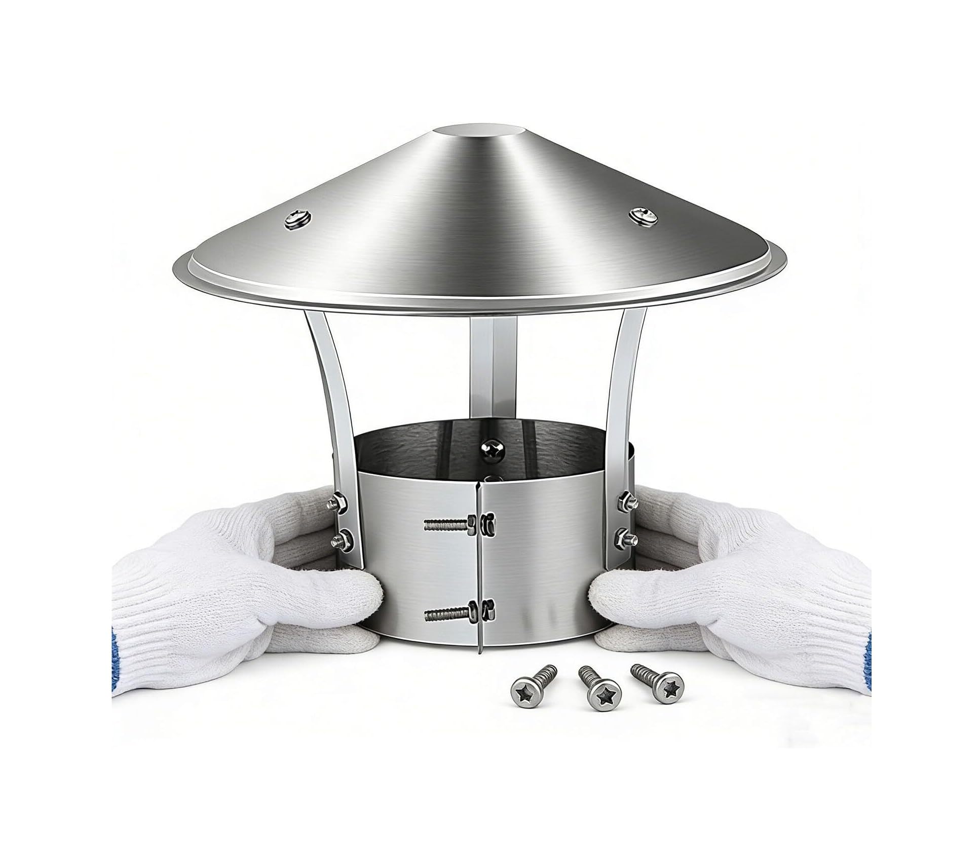 Stainless Steel Chimney Cap Weatherproof Round Roof Vent Cover 5.9" 6.3" 6.7" 7.0" Chimney Rain Guard(4.9")
