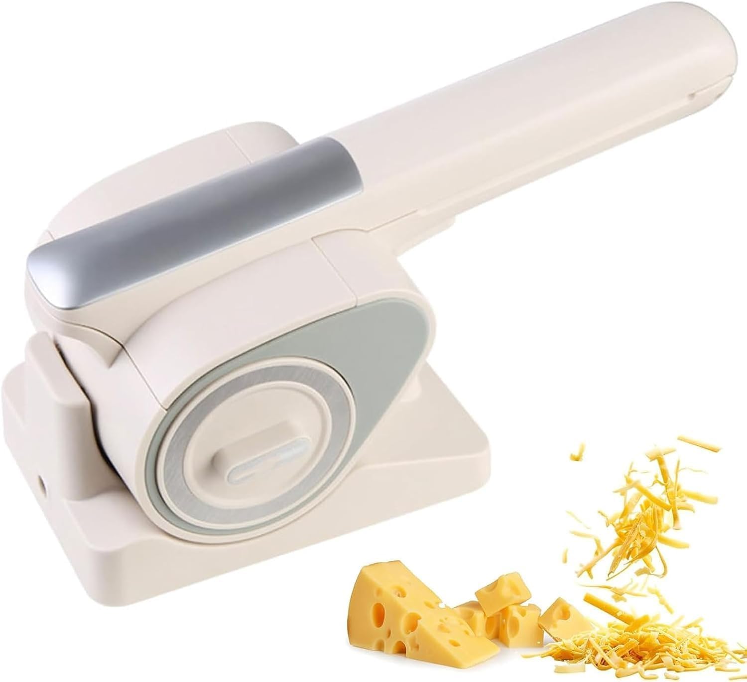 Rallador de queso eléctrico inalámbrico recargable, triturador de mano con 2 tambores giratorios para queso, chocolate y verduras, 2 kg por carga