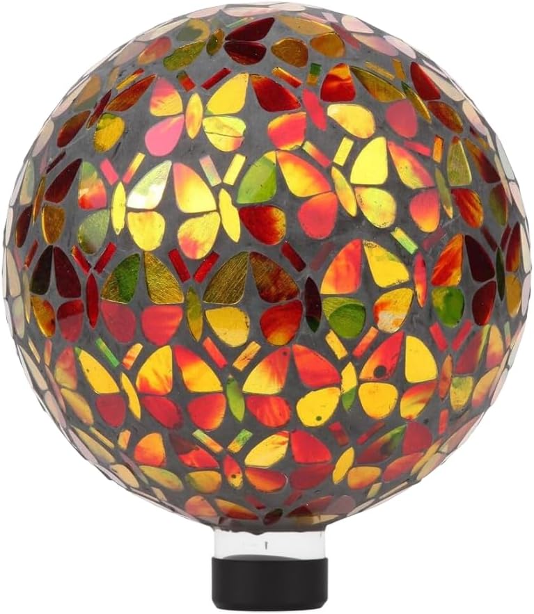 Lily's Home 10-Inch Mosaic Glass Gazing Ball Review: Holographic Butterfly Garden Decor