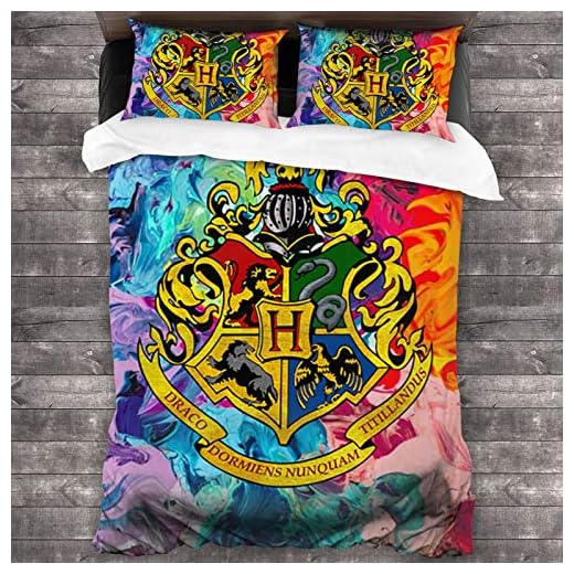 Ha-rr-y Po-tt-er Gry-Ffindor Logo Duvet Cover 3-Piece Bedding Set Twin Bed is Super Soft, Comfortable and Luxurious, 86 inches X 70 inches Set (one Duvet Cover and 2 Pillowcases)
