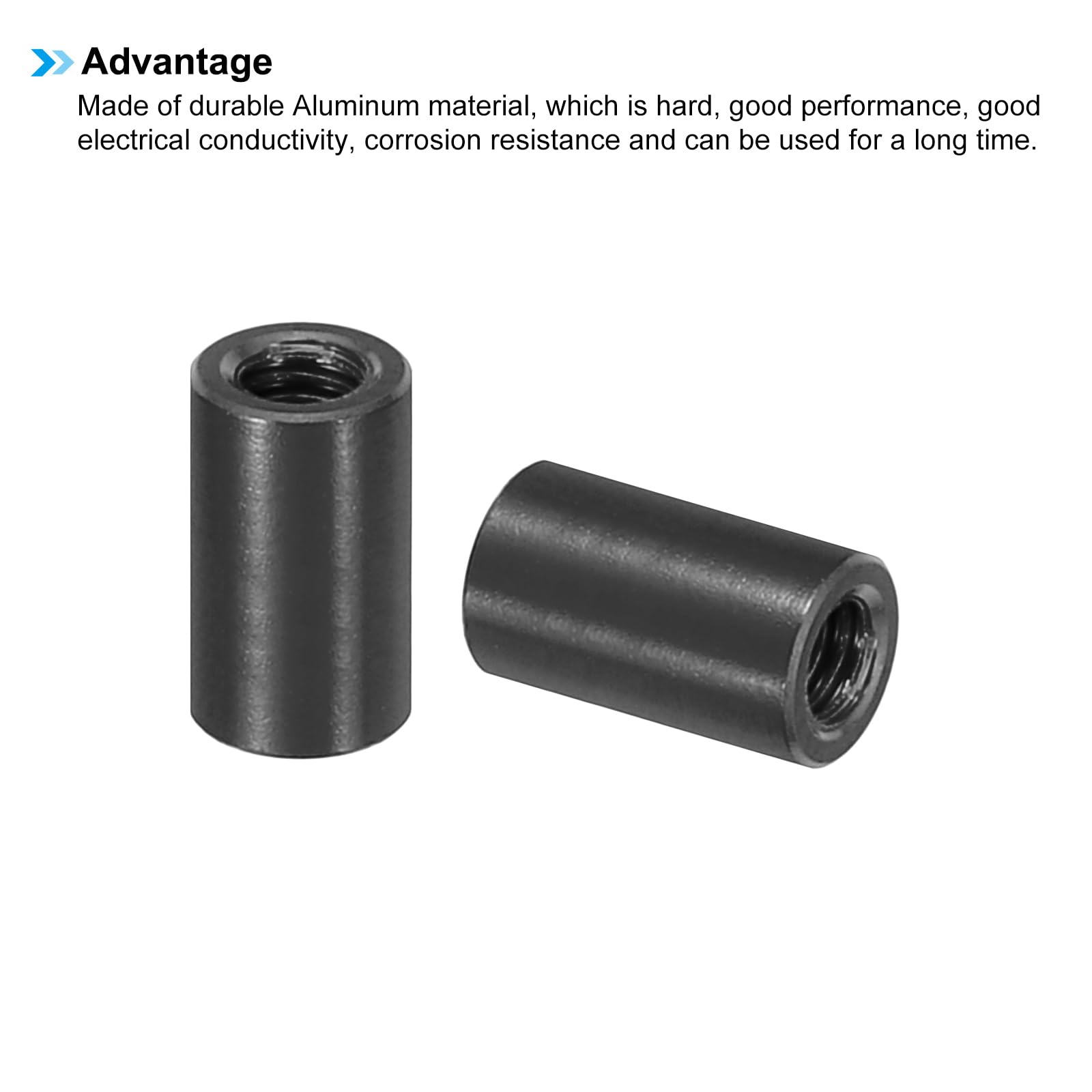 PATIKIL 12pcs M3 Metal Threaded Standoff Spacer Nuts, Round Aluminum Spacers Female Coupling Screws, 1/8" ID x 3/16" OD - Image 4