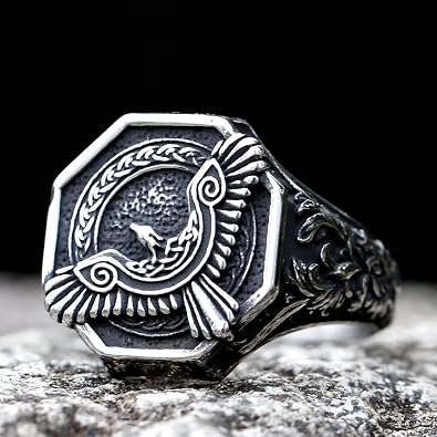 Flying Eagle Ring for Man Woman Norse Mythology Viking Ring Party Gift, Stainless Steel, Silver