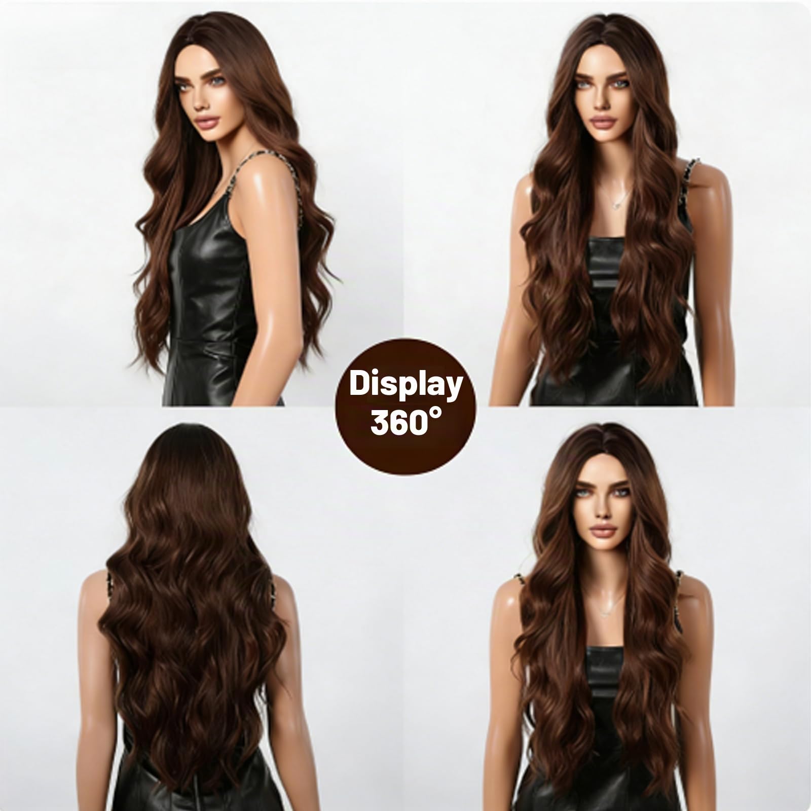 Parrucca Biondo 70cm Lungo Ondulato Parrucca Donna Bionda Resistente al Calore Centrale Parrucca per Cosplay Feste Cosplay Quotidiano (Marrone chiaro)