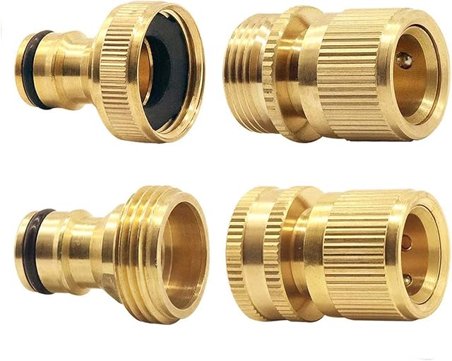 Tesmotor Expandable Garden Hose Male and Female Adaptors Connector Quick Connect Tap and Spray Appliance Kit(4 pcs)