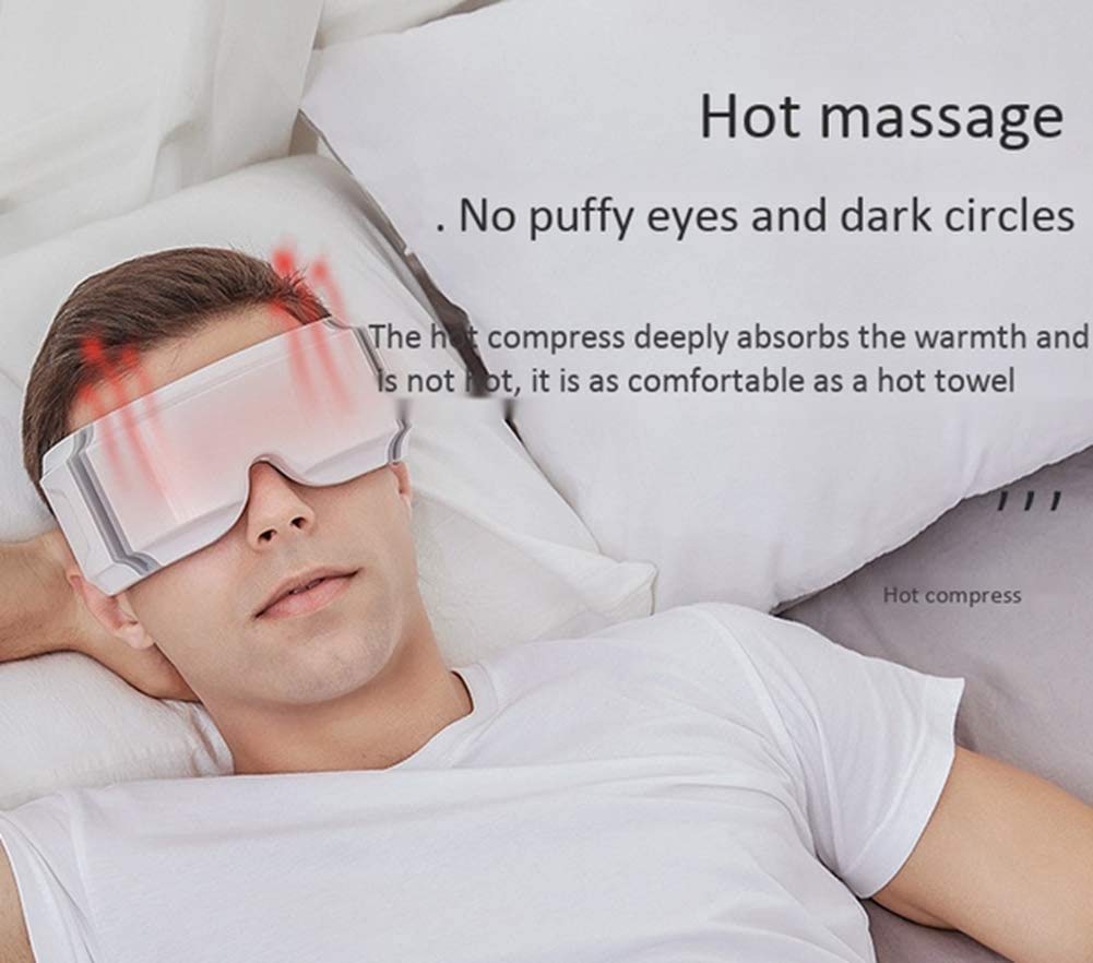 Masajeador de ojos con calor, vibración, presión de aire Bluetooth inalámbrico Música de la música recargable para el alivio de la fatiga ocular Dark Circles Ojos secos Ojos de la migraña Mejor