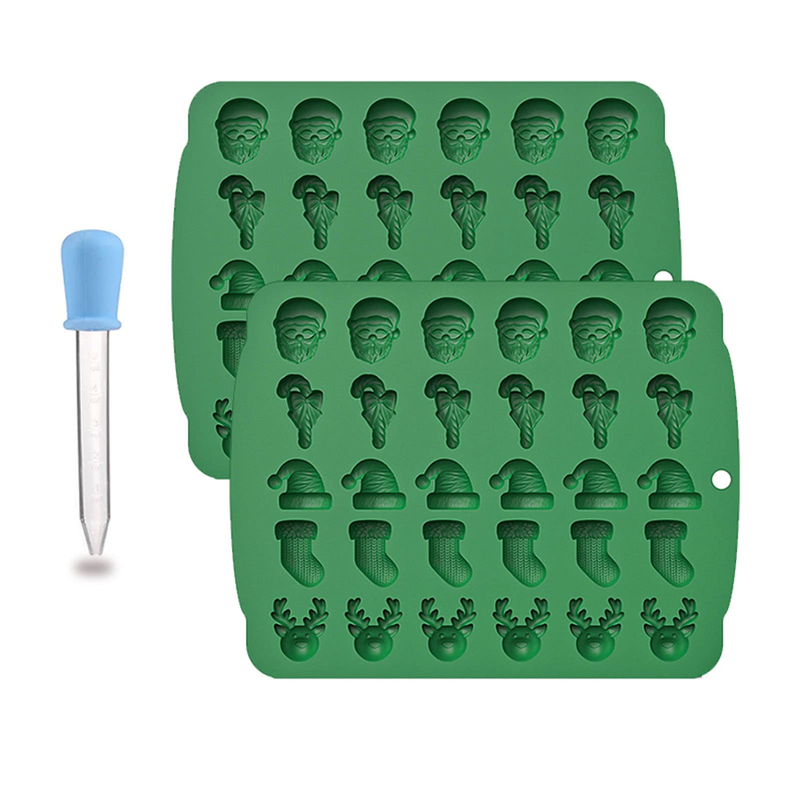 Kalttoy Green 3 Pack Silicone Fondant Mold Chocolate Bakeware Christmas Series Silicone Baking Tool Baking Accessories Christmas Fondant Molds For Cake Decorating