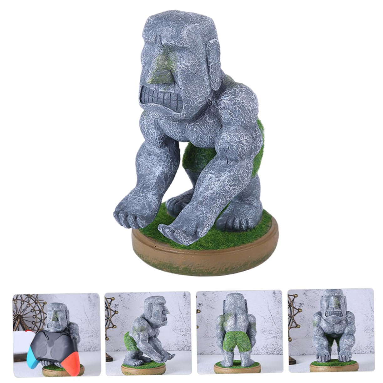Tofficu Supporto Controller Gaming in Resina a Forma di Statua Moai, Multiuso e Durevole, per Desktop e Casa, Accessorio Postazione Gaming Originale