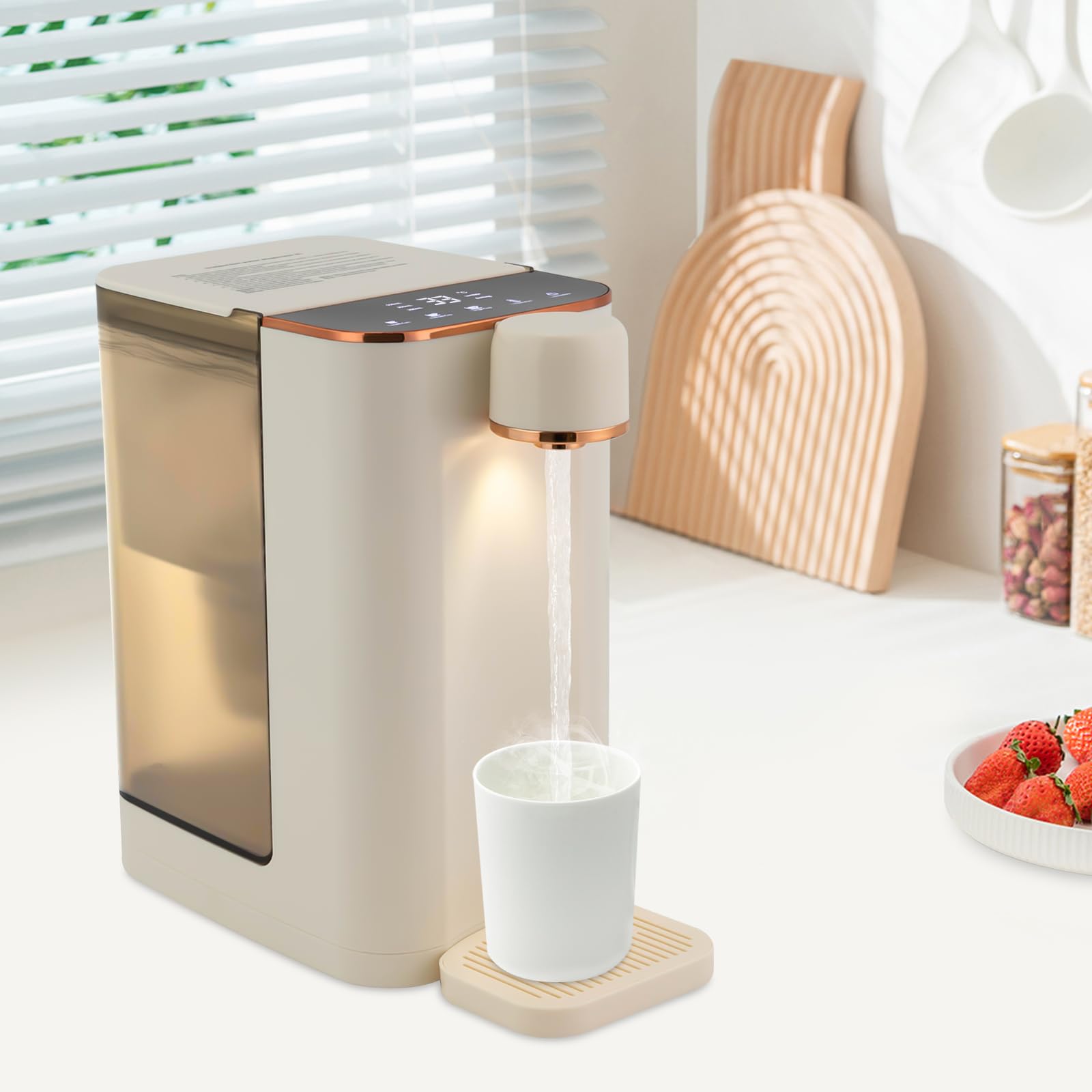 Dispensador de agua eléctrico de 220 V, 2000 W, dispensador de agua instantáneo para el hogar, 3 L de capacidad, tiempo de calentamiento 3S, con función de dispensador de agua cuantitativo, 27