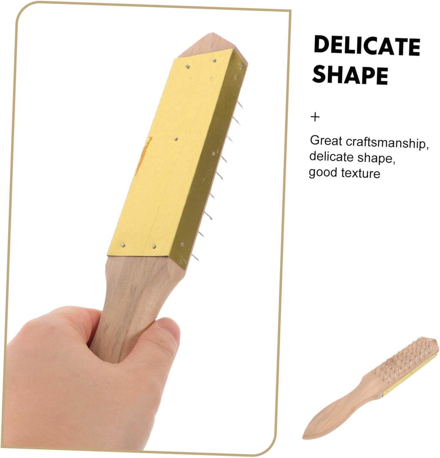 Fish Scale Removal Tool with Wood Handle Steel Nail Scrub Brush 2pcs image 3