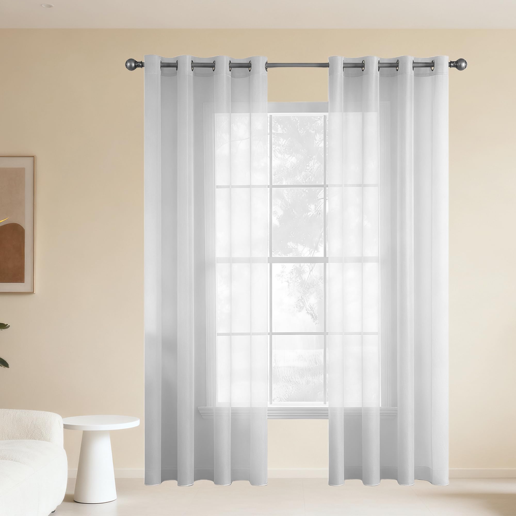 Voilages intérieurs lumière filtrer gris clair rideau souple