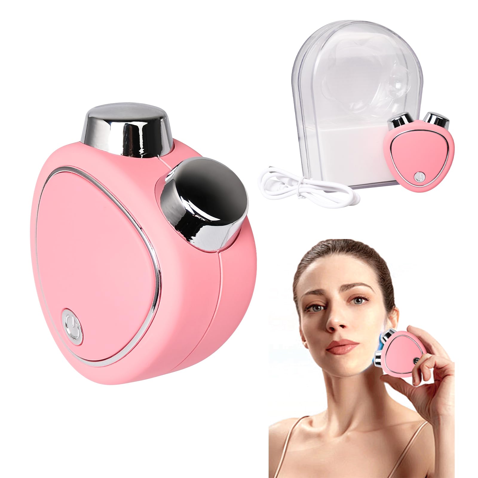 Pumwoy Dispositivo De Estiramiento Facial, Rodillo Facial de Microcorriente, Facial Removedor De Arrugas Máquina de Estiramiento Facial de Microcorriente, Masajeador Facial para Apretar la Piel