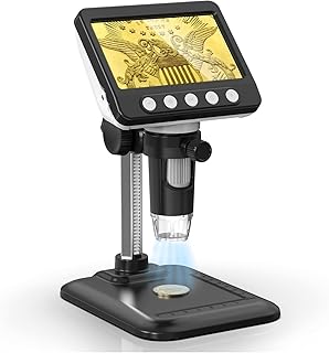 Coin Microscope, 4.3" LCD USB Digital Microscope 1000X Coin Magnifier with 8 Adjustable LED Lights, 1080P PC View Compatible with Windows/MacBook for Adults Kids