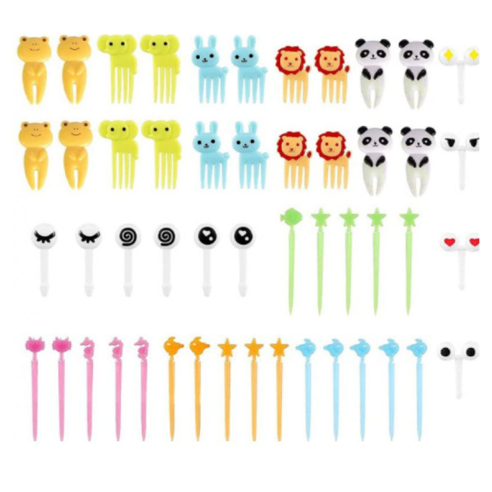50Pcs Fruit Fork Picks Cartoon Toothpick for Cake Dessert Party Cute Animal Shape Children Fruit Fork Set for Home School Party Picnic