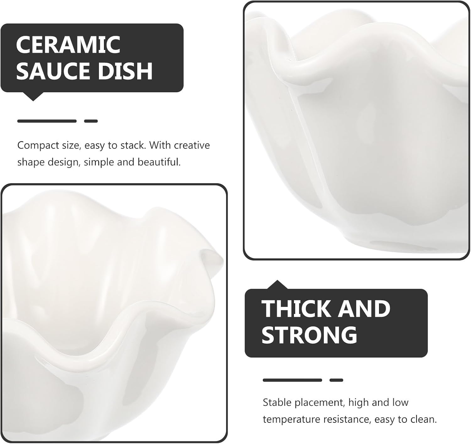 4pcs White Ceramic Dipping Bowls Xmas for Sauce and Seasoning