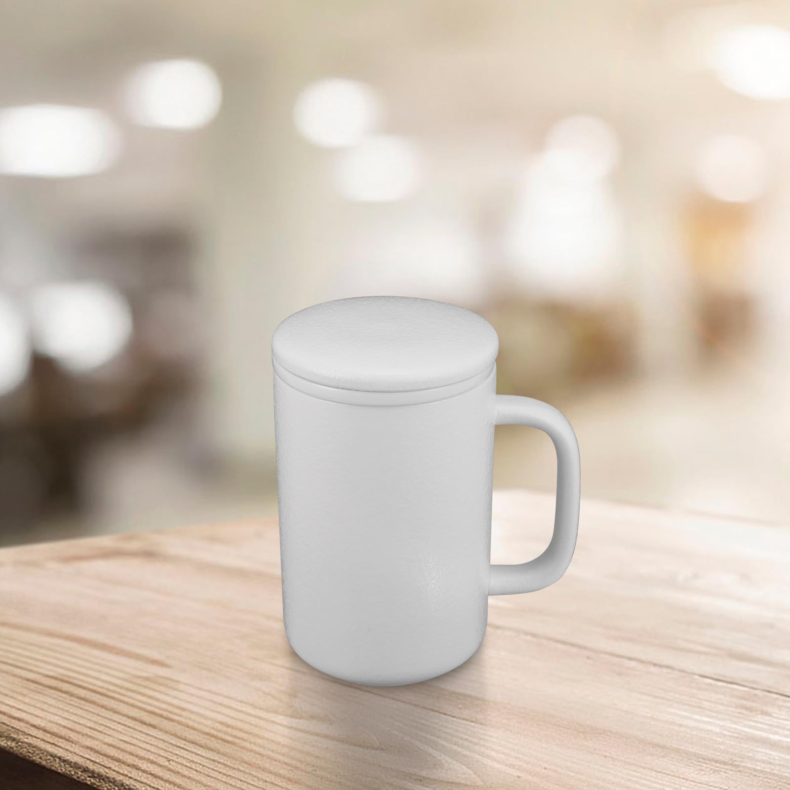 Keramik Teebecher 400 Ml mit Deckel und Teesieb Weißer Keramikbecher für Tee Kaffee und Heiße Getränke Teefiltereinsatz für Büro und Zuhause
