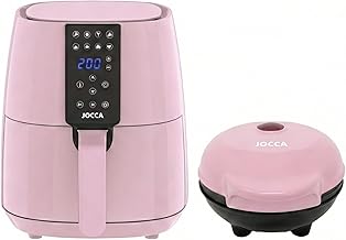 JOCCA Pink Kitchen Pack: Air Fryer 3.8 L + Non-stick Waffle Maker 500 W | Healthy Cooking and Desserts