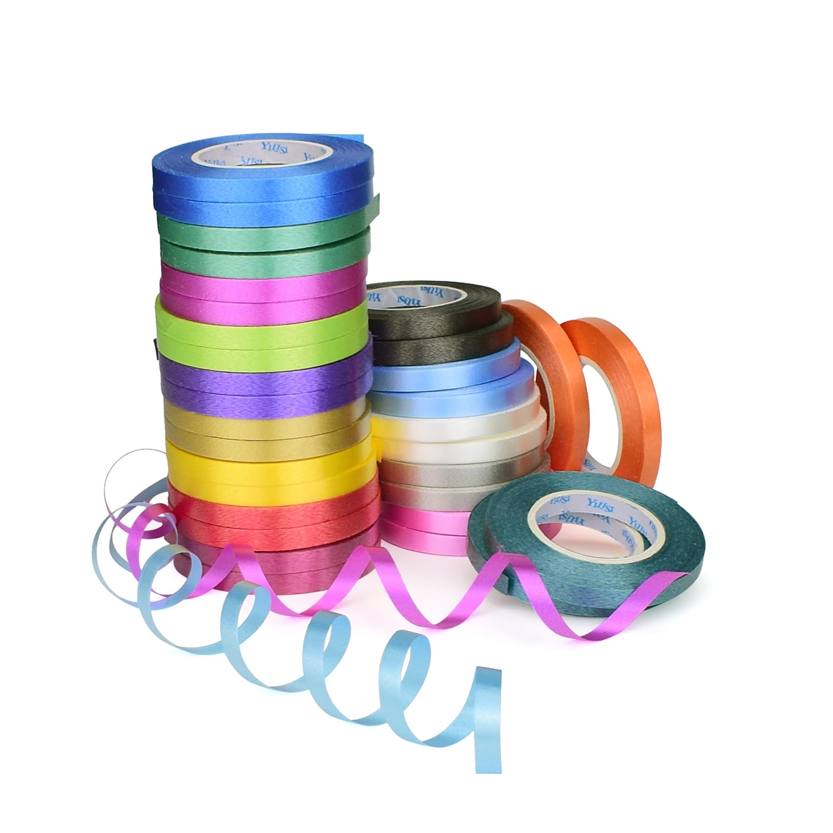 ZIIYAN 32 Rolls 16 Colors Curling Ribbons for Gift Wrapping, Balloon String, Florist Art Craft Decor, Wedding Birthday Graduation Festival Party Decor, 1/5" Wide, 11 Yards Per Roll