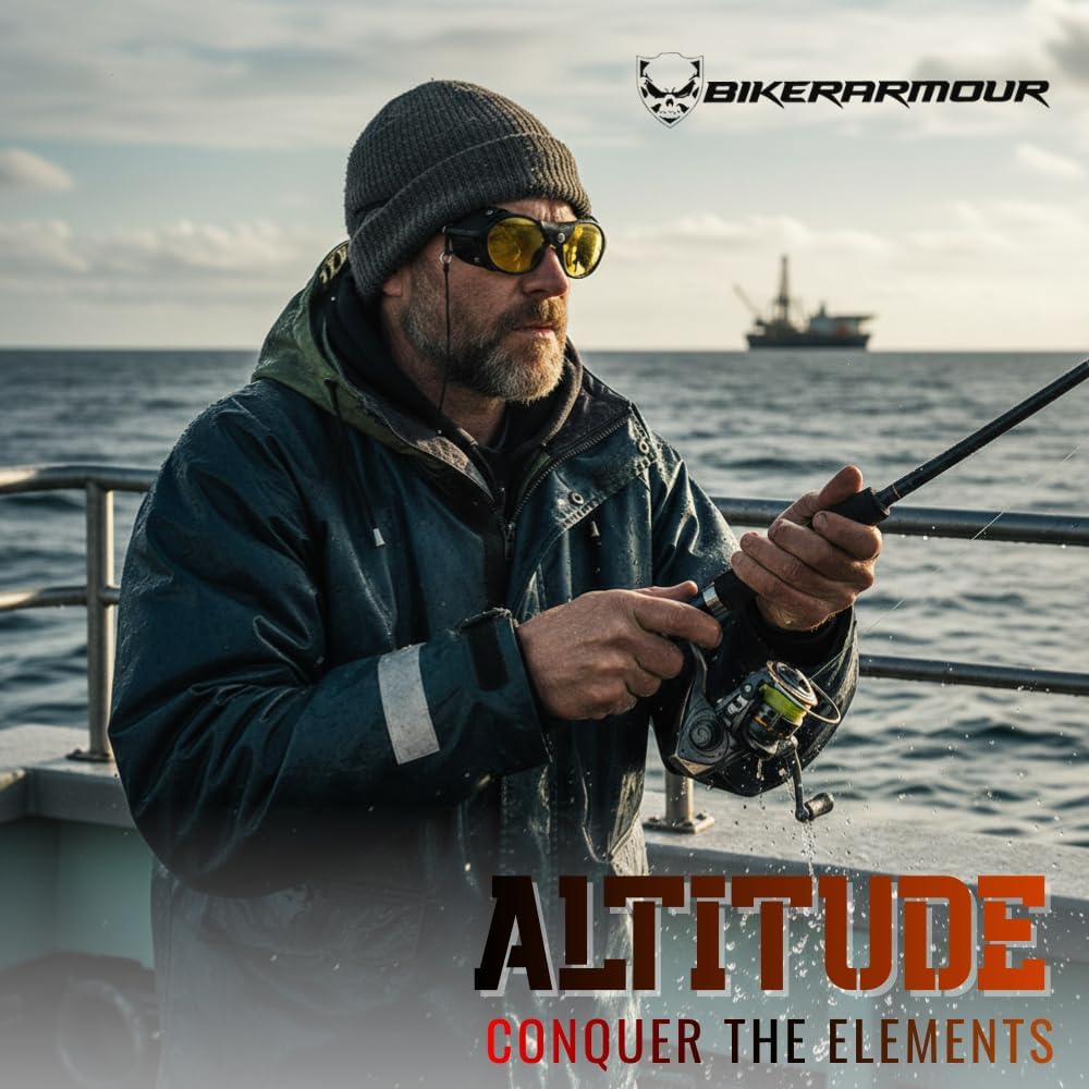 proSPORT Glacier Sunglasses Leather Side Shields HD Smoke Yellow UV400 Lenses Snow Hiking Driving Motorcycle ATV Alpine Use - Image 5