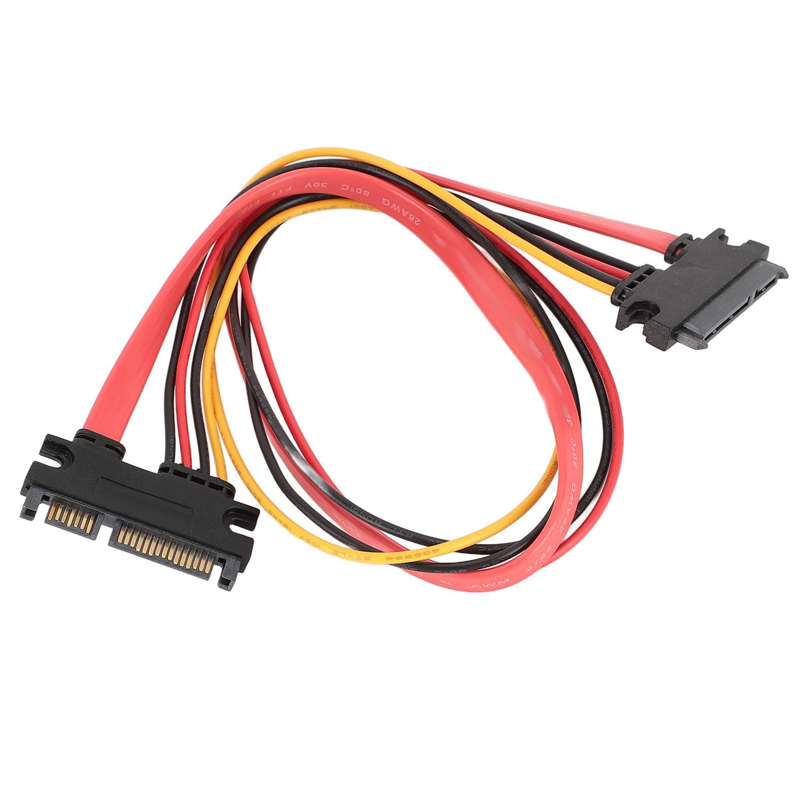 Serial ATA Male to Female Power Extension Cable, 22pin Data Power Combo Cable PVC Copper Flexible Cabling for PC (30cm / 11.81in) (50cm / 19.69in)