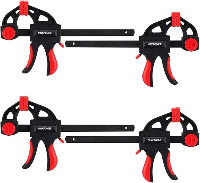 MAXPOWER F Clamps, 6-inch/150mm Quick Grip Ratchet Bar Clamp, 13-inch/340mm Spreader Clamp, Quick Release and One-Handed Clamp for Woodworking and DIY Projects