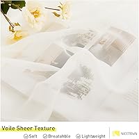 Vista 4 de NICETOWN 2 paneles de cortinas y cortinas para interiores y exteriores, con pestaña autoadhesiva en la parte superior, de gasa aireada