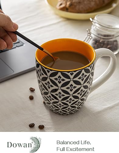Miniatura 3 de DOWAN Juego de 6 tazas de café, tazas grandes de porcelana de 16 onzas para café, té y cacao, colores vibrantes