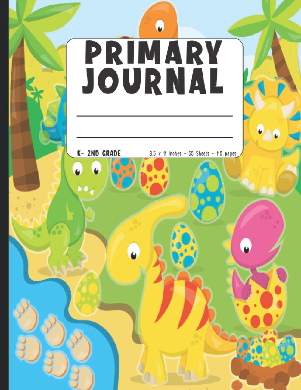 Primary Journal: Dinosaur Primary Journal For Preschool And Kindergarten | Dotted Midline and Picture Space | draw and write journal | 110 Sheets, ... Exercise Book | Back To School Gift For Kids