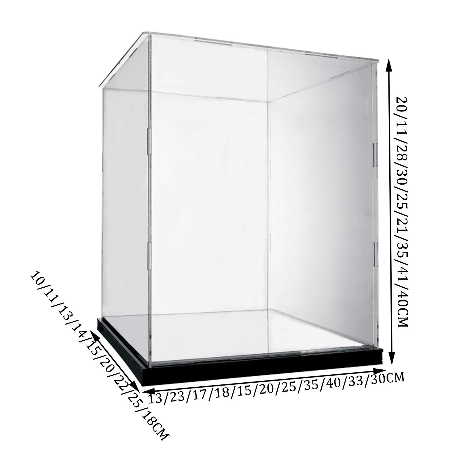 Scatole espositive in acrilico trasparente, Vetrina in acrilico con base a specchio trasparente for oggetti da collezione, diverse dimensioni(25x22x21CM)