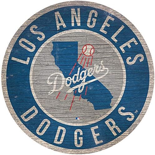 Dodgers 12" Circle with State and Team Logo Wood Sign image 2