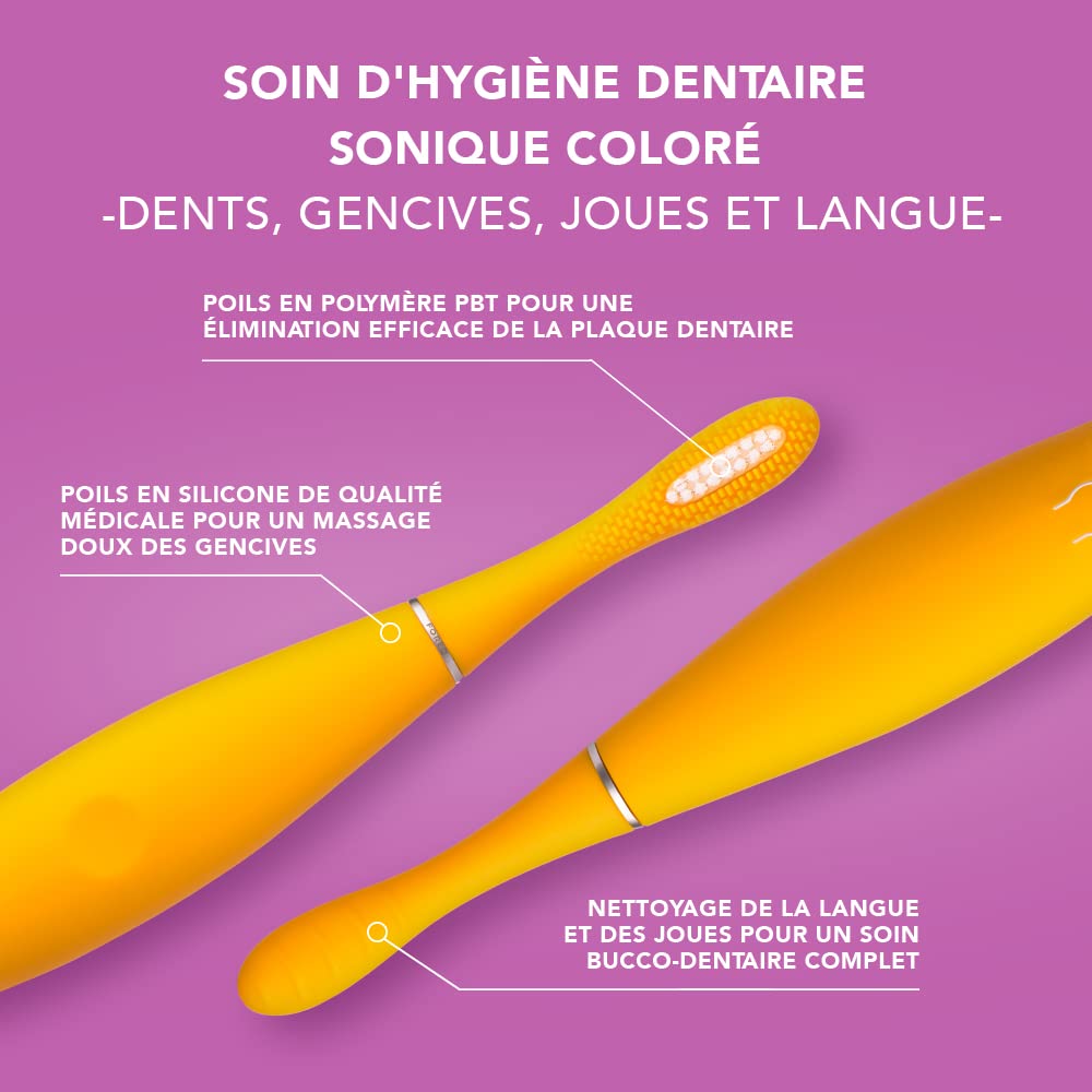 Brosse à dents sonique en silicone FOREO ISSA pour enfants de 5 à 12 ans, Mellow Yellow Gator