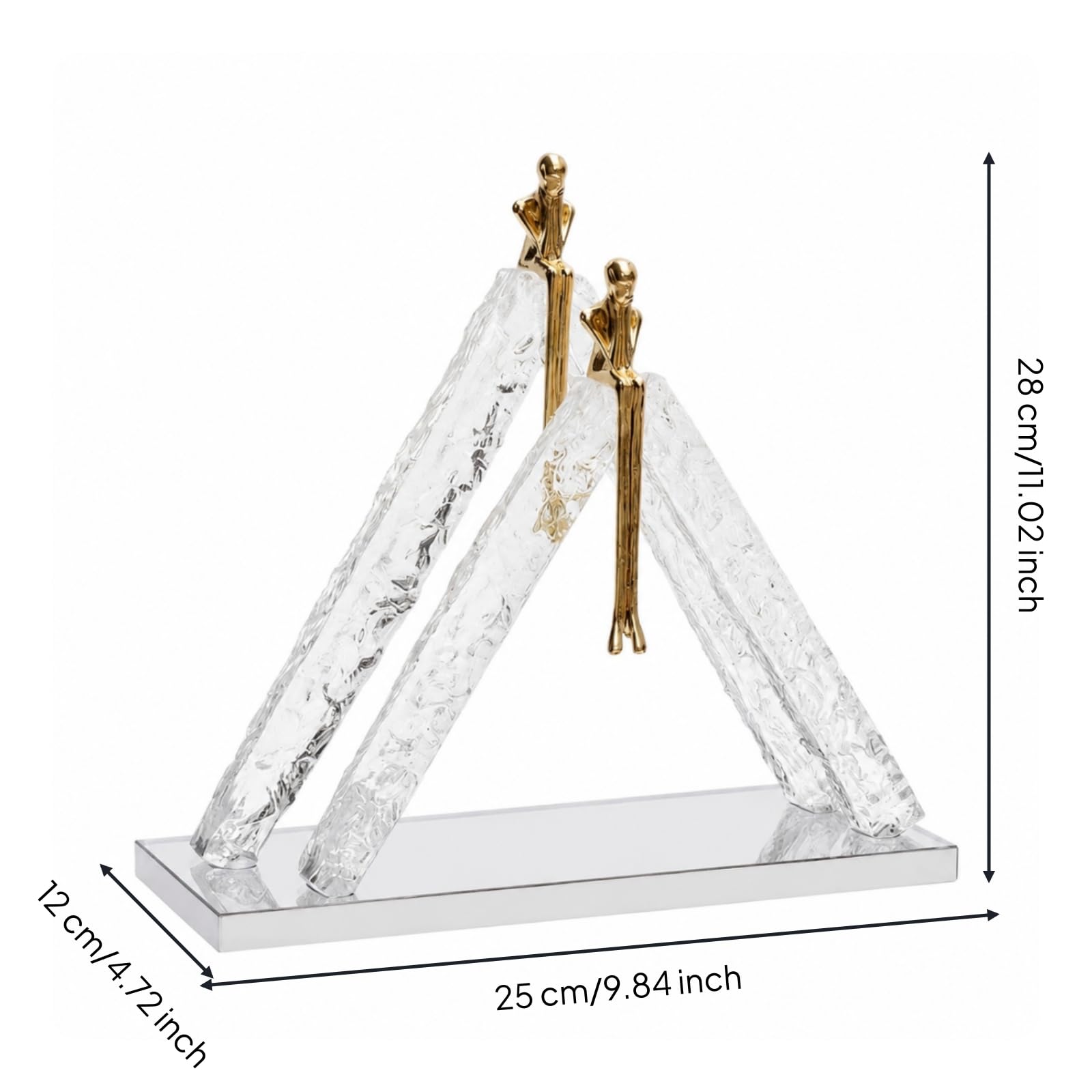 Gralara Figura con Base Espejo Transparente Escultura Geométrica Peculiar Estatua para Recibidor, Estantería