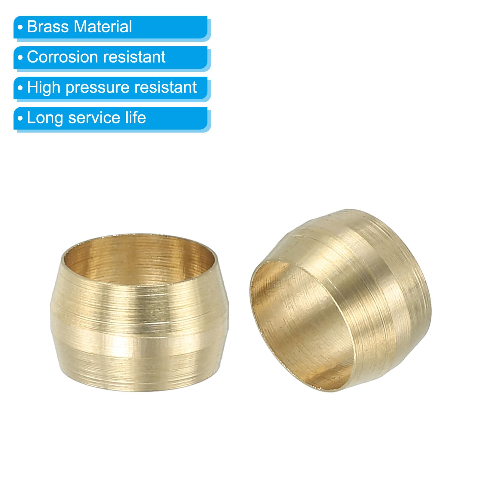PATIKIL Férulas de Latón para Compresión de 8 mm de Diámetro Interno, 60 Piezas de Accesorios de Compresión de Latón para Tubos de Aire