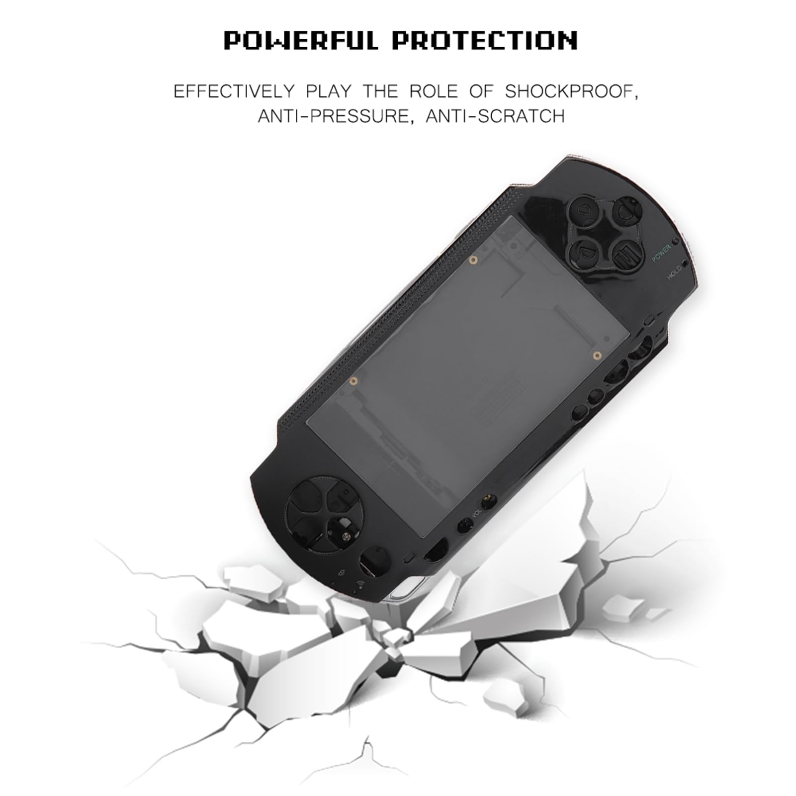 Housse de boîtier complète pour 1000, Ensemble de Coques Anti-Chute de Remplacement avec kit de Boutons pour Console de Jeu 1000 (Noir)
