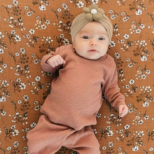 3 Stück Stirnband Baby Mädchen, Haarband Baby Mädchen, Weiches Elastische Blumen Haarband Mütze für Neugeborene Kleinkinder Zubehör