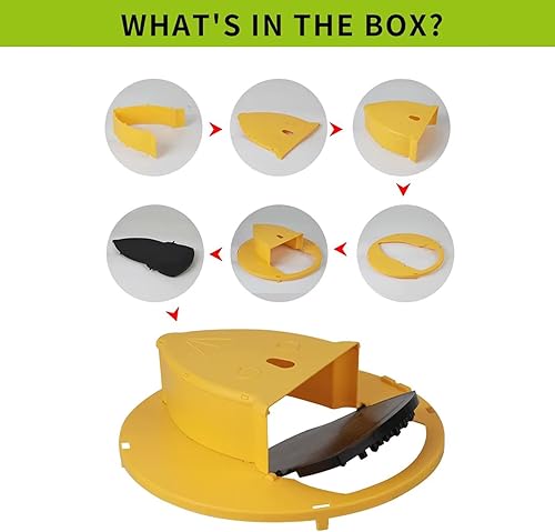 Miniatura 7 de Trampa para ratones, tapa abatible para cubeta de 5 galones, para uso humano en interiores y exteriores, desmontable y resistente (amarillo)