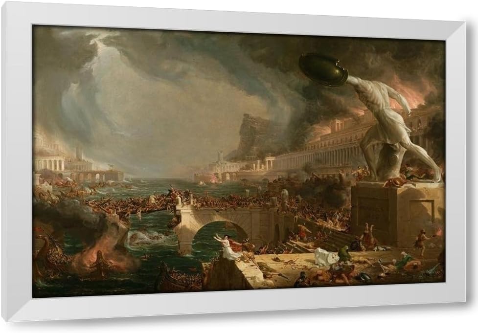ArtDirect The Course of Empire Destruction 48x32 Huge Gold Ornate Wood Framed Canvas Giclee Art by Cole, Thomas