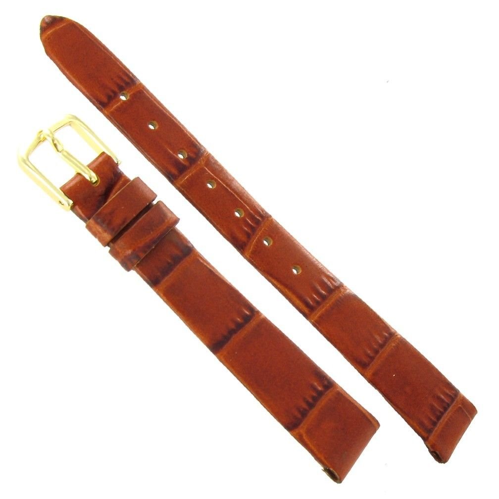 Milano 13mm Alligator Grain Genuine Leather Tan Brown Unstitched Watch Band