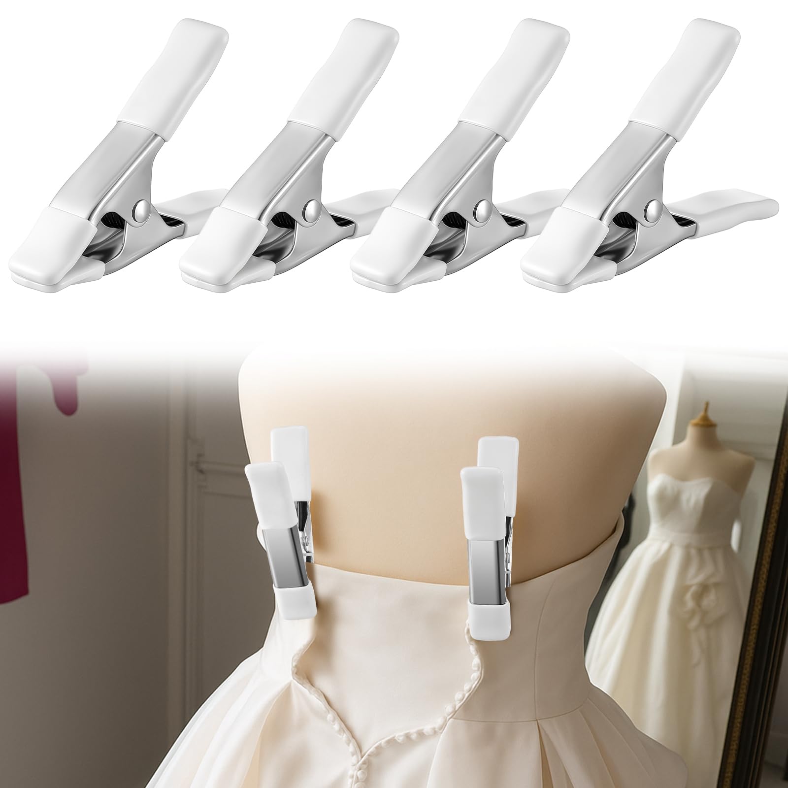 4 Pack Dress Clips Clothing Clamps For Fitting Bridal Seamstress Mannequin Heavy Duty Fixed Clamp Wedding Photographer Fashion Designers Dress Makers Salespeople 4 17 Inch P 283456676 - View #7