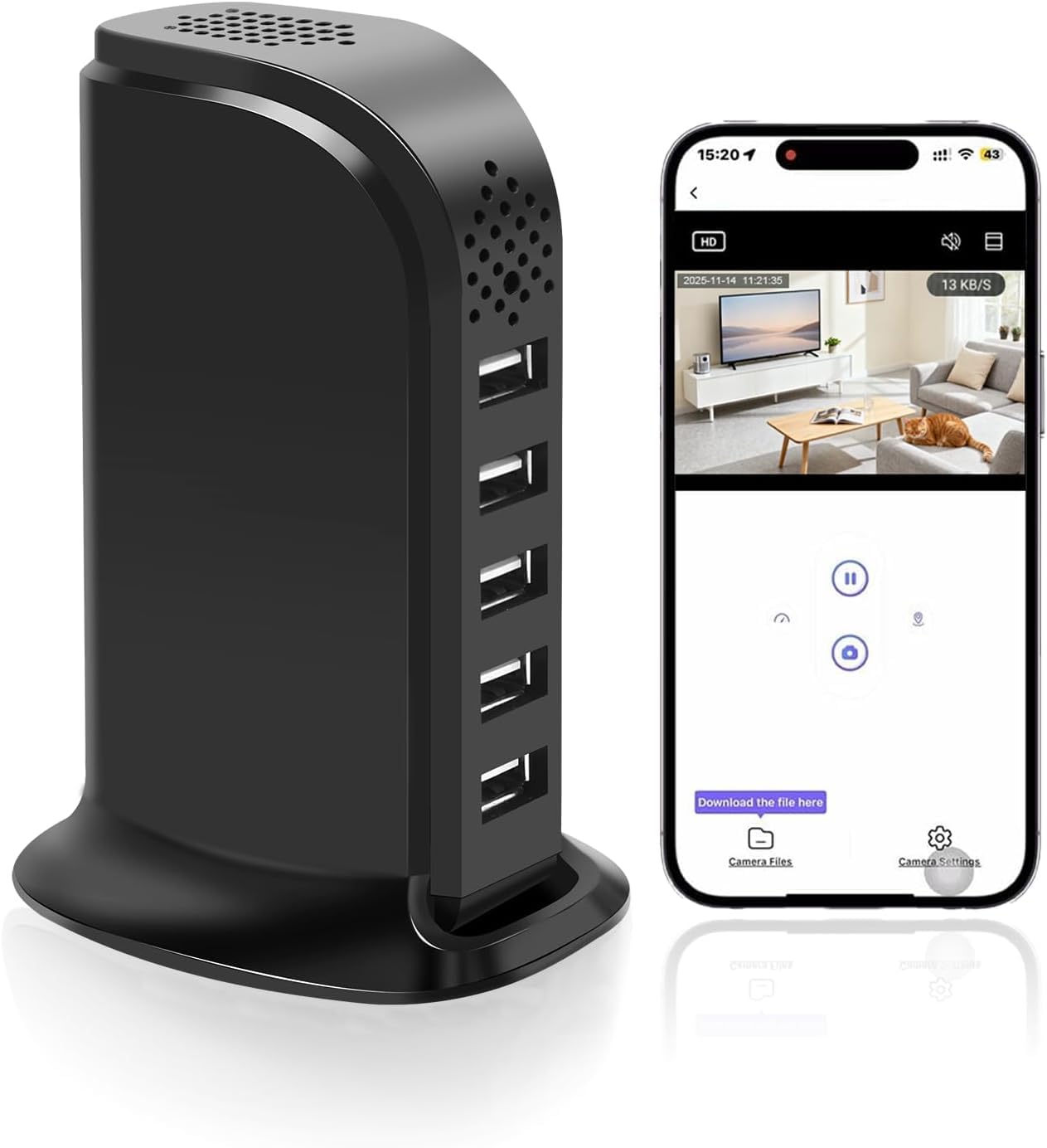 Dragonranee Hidden Camera 5 Usb Charger Wifi Spy Camera With App Control 1080P Motion Detection, Surveillance Camera- Indoor Security For Home And Office No Audio