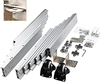 Full Extension Table Slide, Aluminum Telescopic Cabinet Table Guide Rail Hinge Home Hardware Accessories for Concealed Table Desk Kitchen Countertop,1270mm