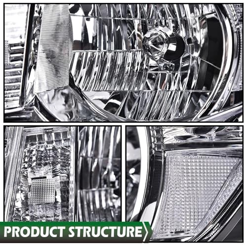 Image of GRAND ORANGE Headlights Assembly Compatible with Toyota Tacoma 2005 2006 2007 2008 2009 2010 2011 Bumper Headlamp Clear lens Chrome Housing Clear Reflector