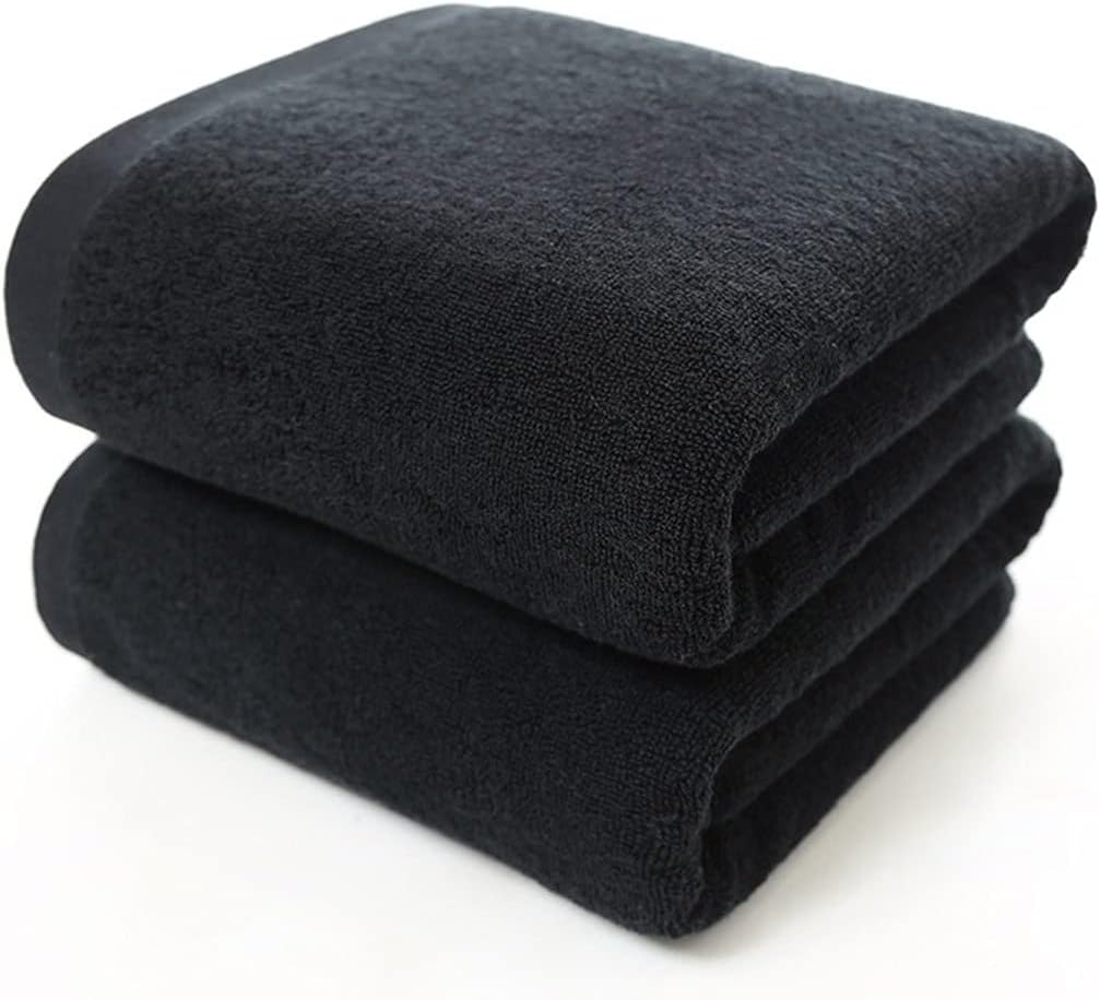 Black Large Bath Towel Cotton Thick Shower Face Towels Home Bathroom Hotel Adults (Color: Black, Size: 13.4 x 29.5 inches (34 x 75 cm), 5.3 oz (150 g) (Black 27.6 x 55.1 inches (70 x 140 cm), 17.6 oz