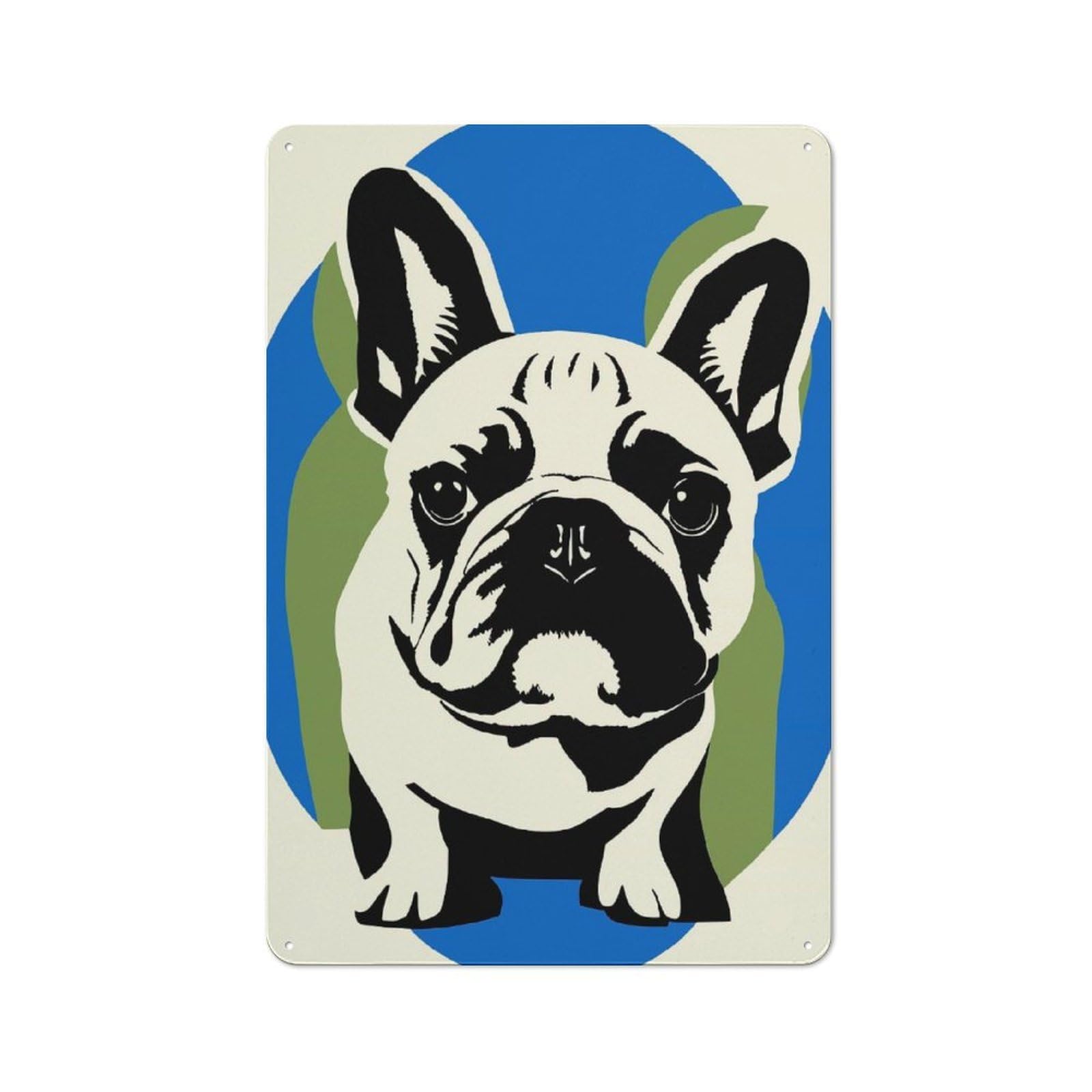 Junmoney Style-5 Tin Wall Plaque 30X20cm With French Bulldog For Garage Wall, Suited To People Furnishing A Garage