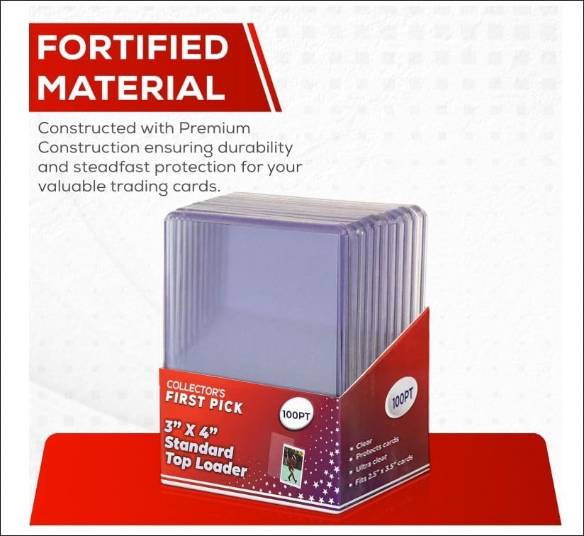 100pt Top Loader Pack - 10 Pieces Per Pack - Trading Card Storage Protection - for Thick Baseball, Football, Basketball, Hockey and Memorbilia Card