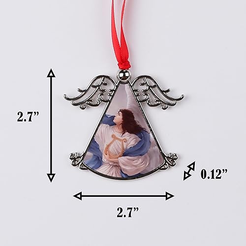 Miniatura 2 de A.F.N.A.L Adorno colgante de Navidad de metal sólido, colgante decorativo de vacaciones, regalo para el hogar y la oficina, ángel y ala, 2.7 x 2.7 x