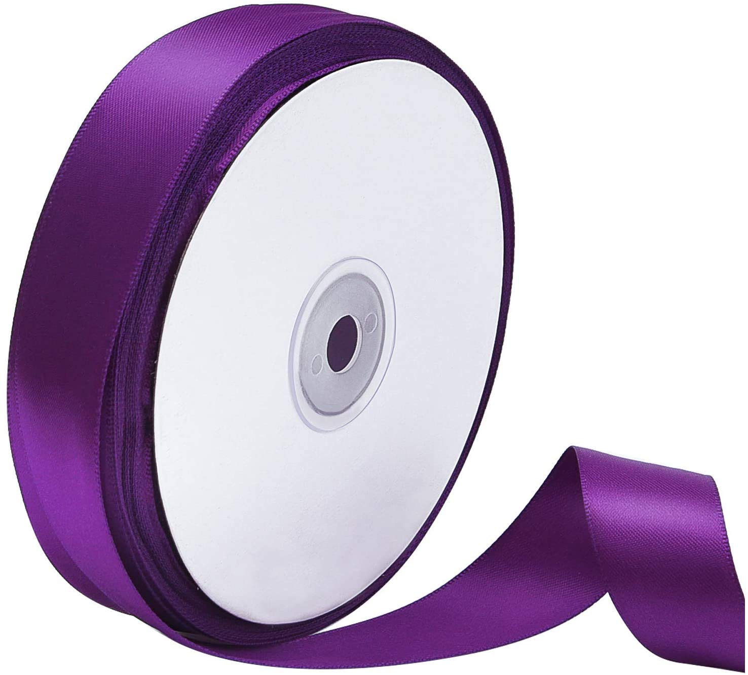 AYFDouble Face Satin Ribbon Roll, 1 inch Wide 100 Yard Length for Party Decoration, DIY Hair Accessories, Sewing, Gift Wrapping, Invitation Embellishments (Purple)