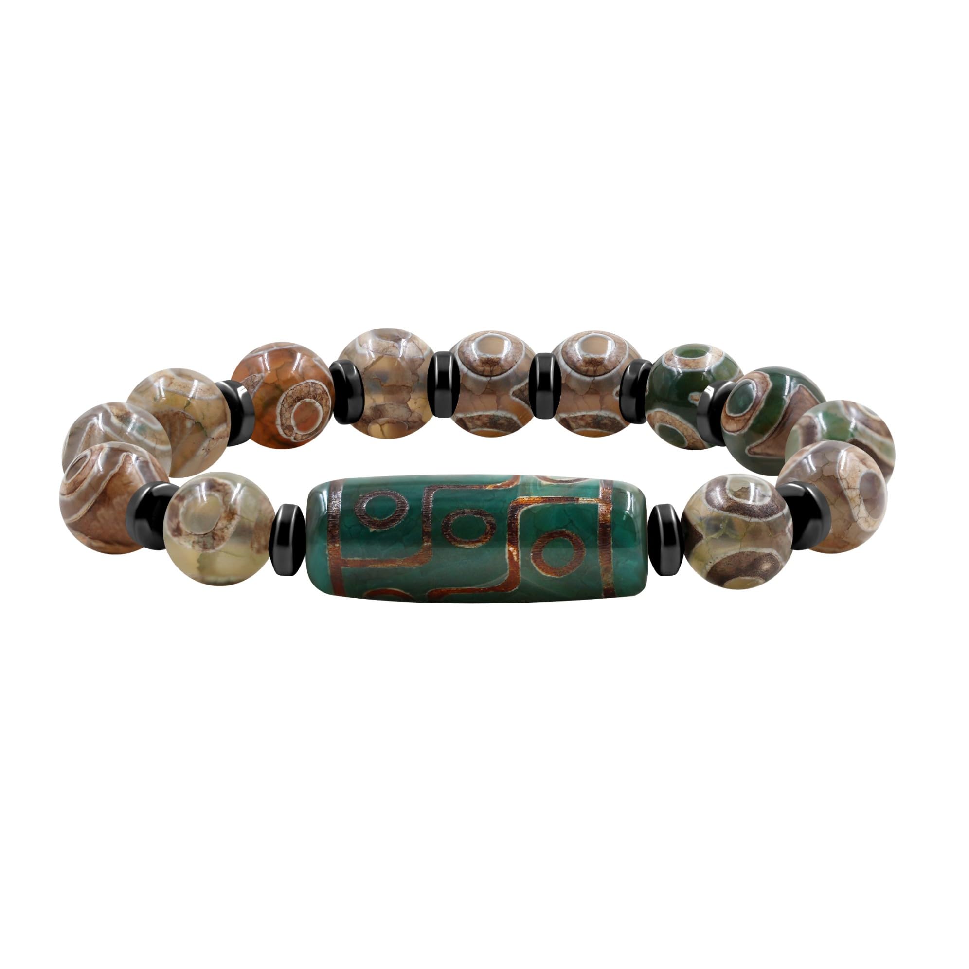 Feng Shui， Pulsera tibetana de Cuentas Dzi, Amuleto de meditación Budista Feng Shui, Pulseras con Cuentas Dzi de Nueve Ojos, joyería de Buena Suerte para Mujeres y Hombres YA5102